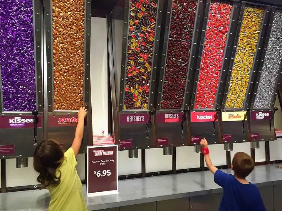 candy wall at hershey chocolate world