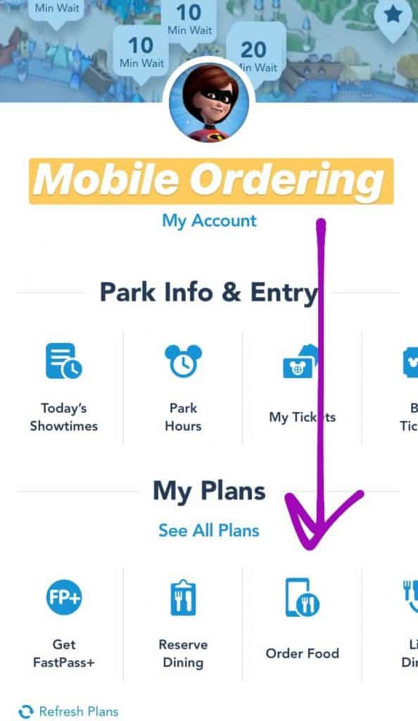 order food on my disney experience app