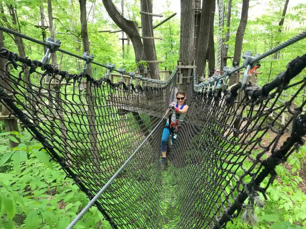 ropes course at sky high holiday valley