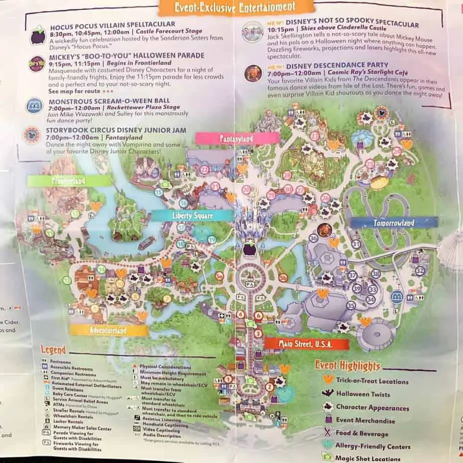 Mickey's Not So Scary Halloween Party Map 