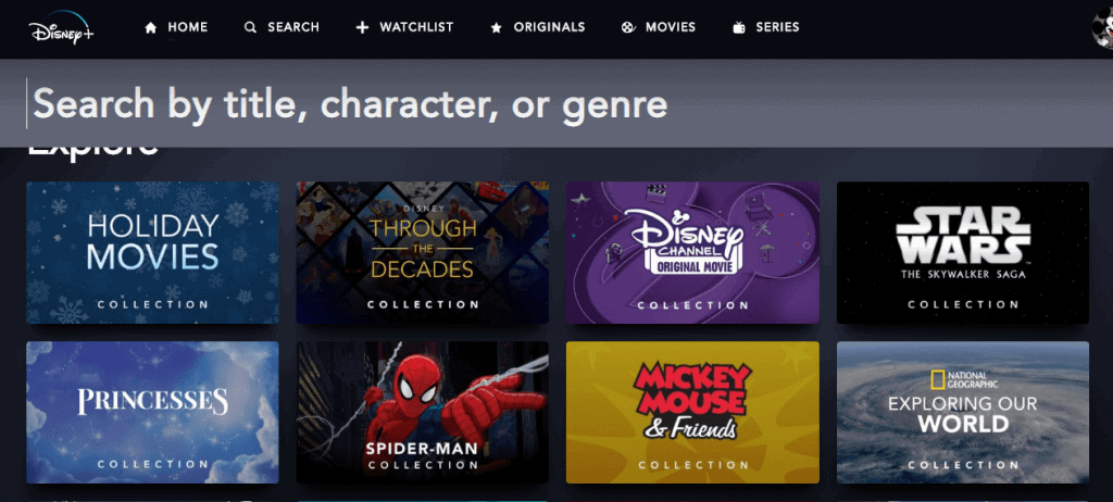 Disney+ search options