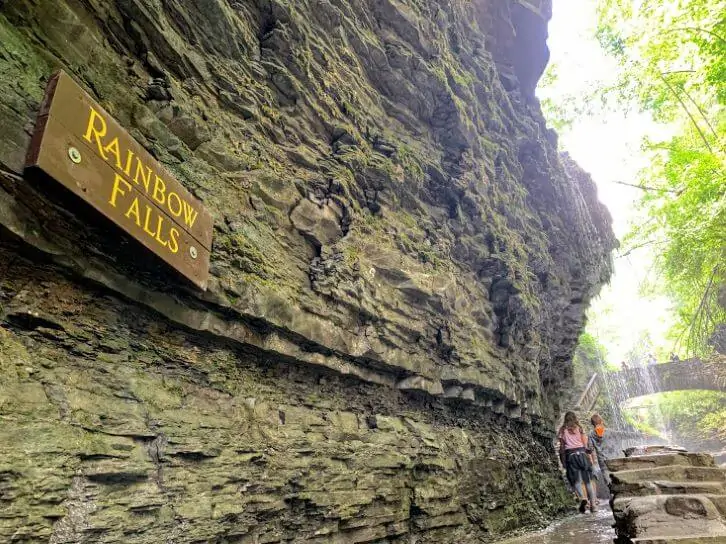 rainbow falls at watkins glen state park in new york state