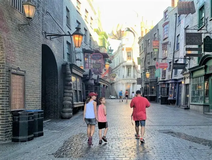 walking around diagon alley at universal studios. Harry Potter