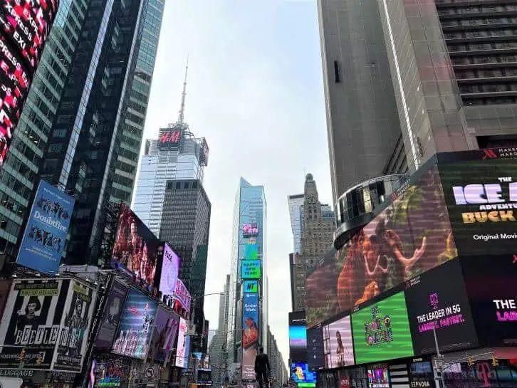 visiting times square with kids