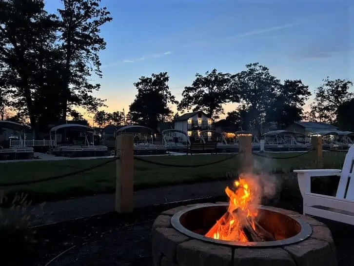 fire pit at the cove at sylvan beach