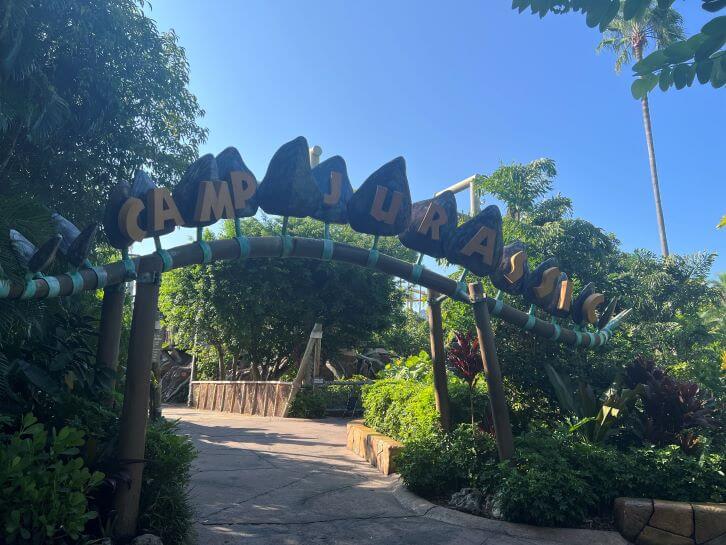 entrance to camp jurassic at islands of adventure