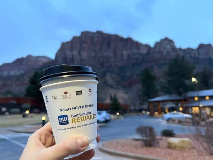 coffee view at zion national park