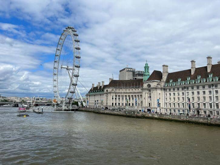 view of the london eye during london itinerary trip