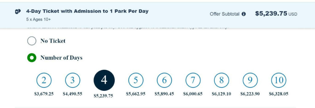 cost of disney world ticket pricing