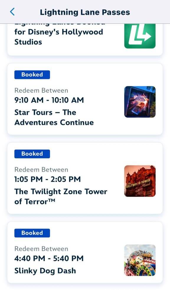 lightning lane reservations at hollywood studios