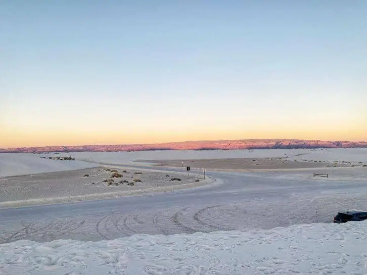 white sands national park at sunset