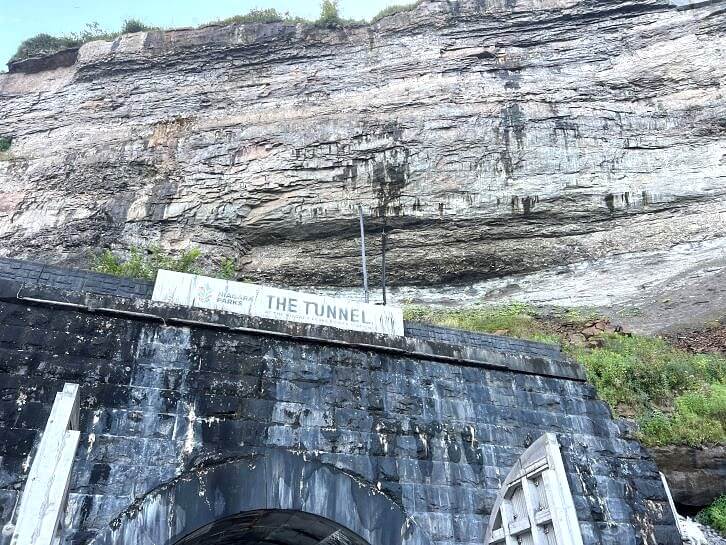 the tunnel entrance and exit