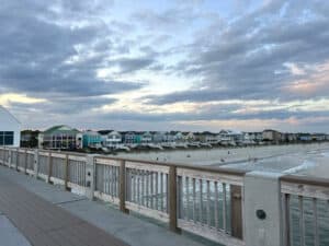 beach houses along surfside beach pier view