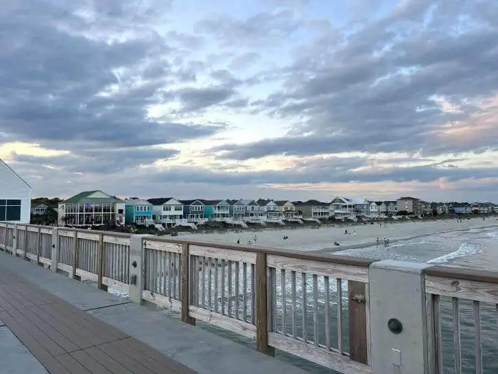 beach houses along surfside beach pier view