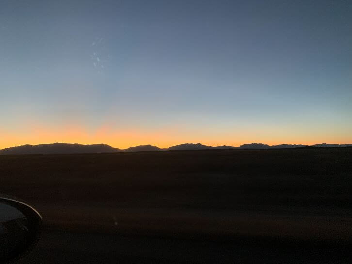 sunset driving through new mexico
