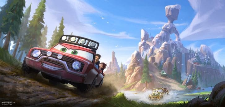 concept art of cars land coming to magic kingdom at disney world