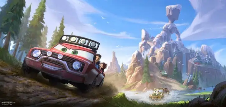 concept art of cars land coming to magic kingdom at disney world