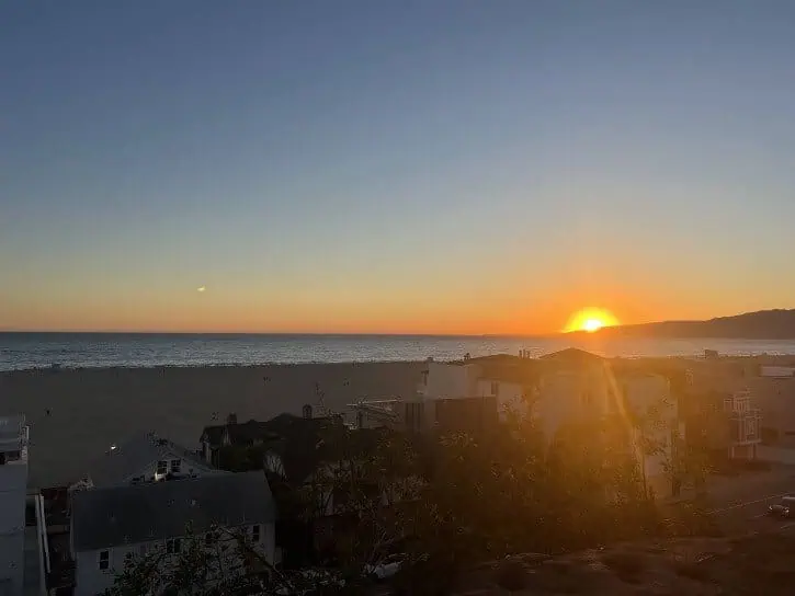 sunset at santa monica pier ocean view