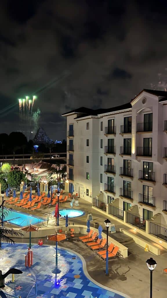 disneyland firework views from courtyard marriott theme park entrance