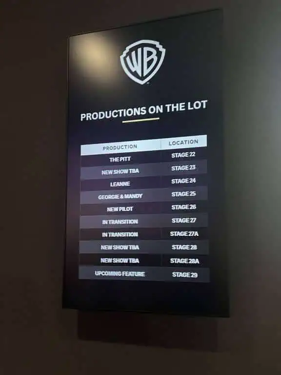 production list at warner bros studio tour hollywood