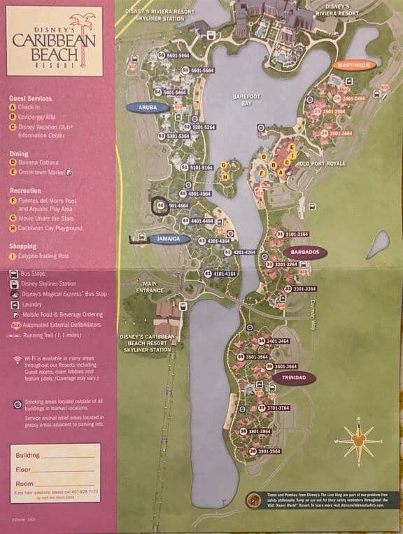 map of disneys caribbean beach resort