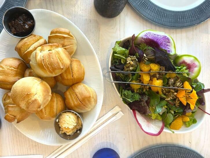 salad and bread at sebastians bistro at caribbean beach resort