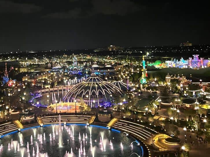 view of epic universe from bar helios